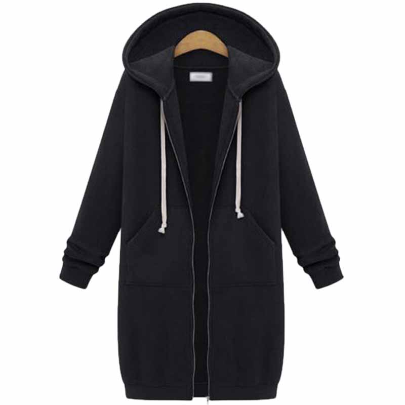 Casual Zip-Up lang hættetrøje