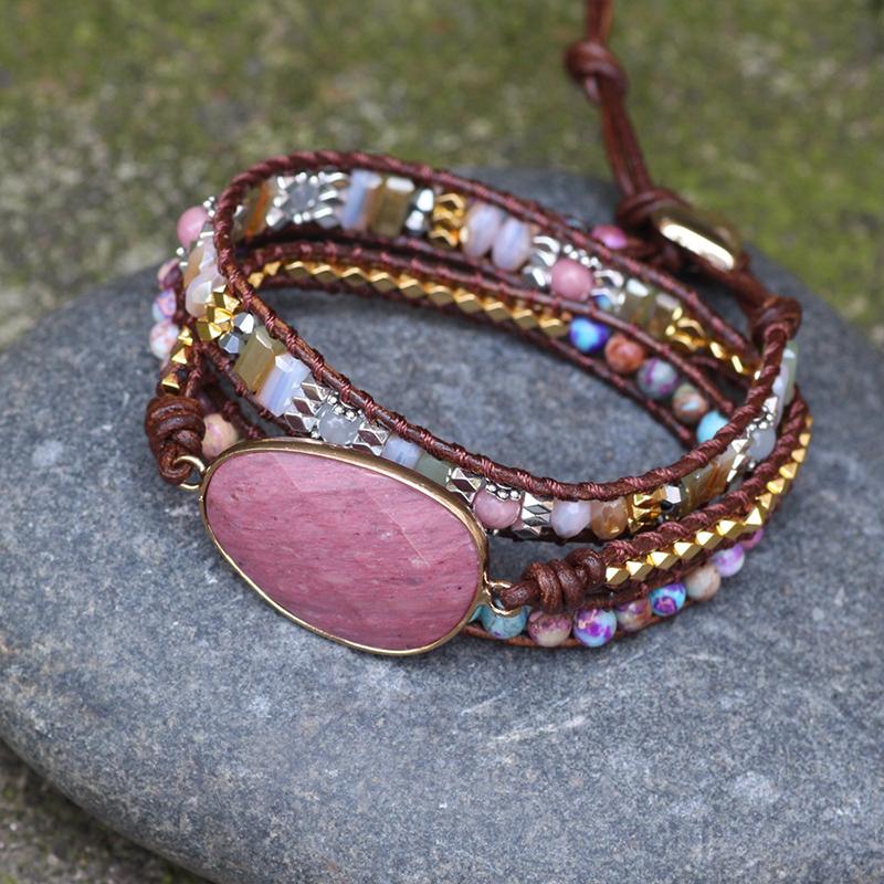 Håndlavede natursten Wrap armbånd