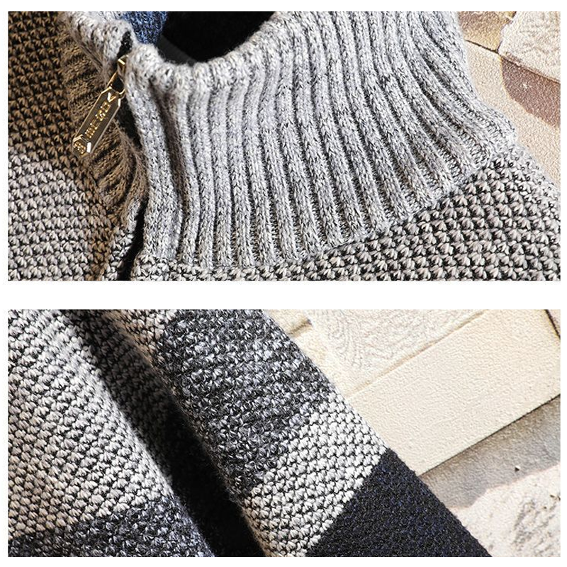 Cardigan til mænd med fuld lynlås med fleece og strikket sweater