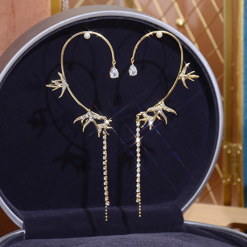 Rhinestone swallow øre hængende