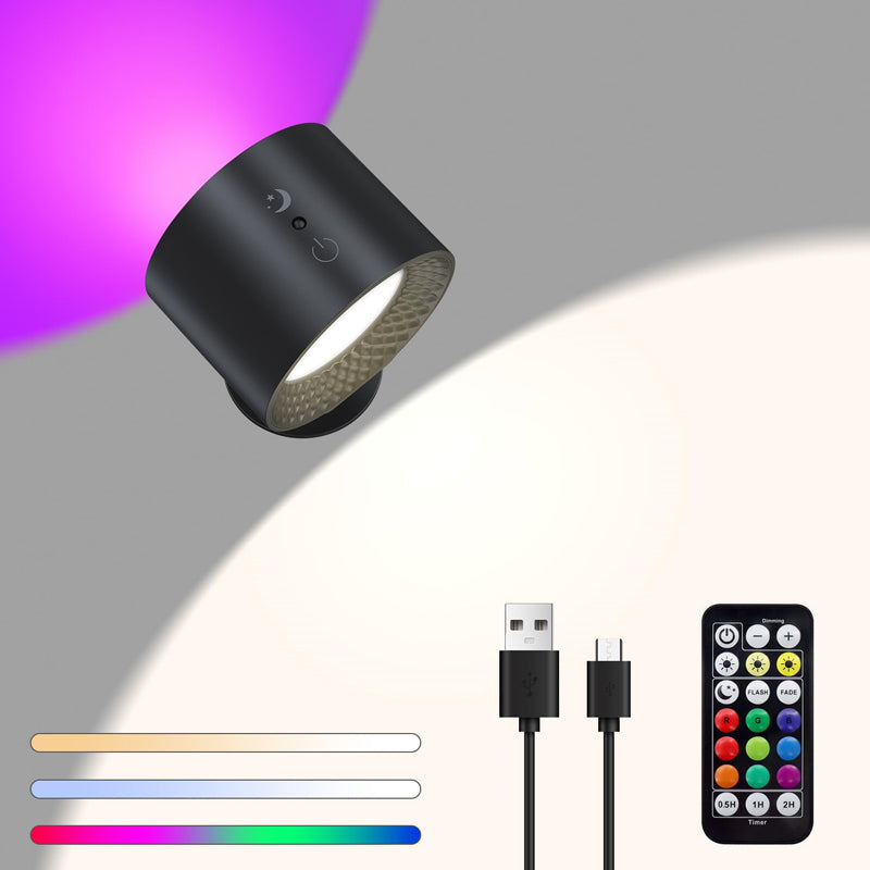 Magnetic charging double head wall lamp with remote control