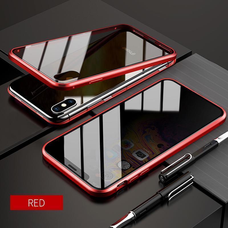 Opgraderet dobbeltsidet magnetisk iPhone-etui i hærdet glas, der beskytter mod bipper
