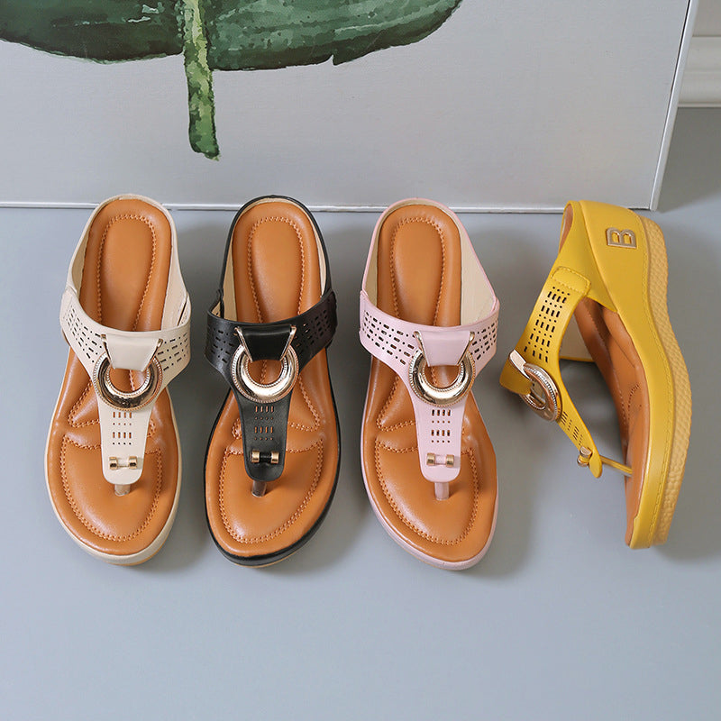 Sommer Dame flip flops med tykke kiler