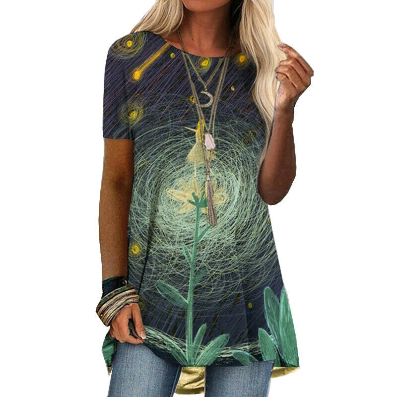 Kortærmet T-shirt med digitalt print