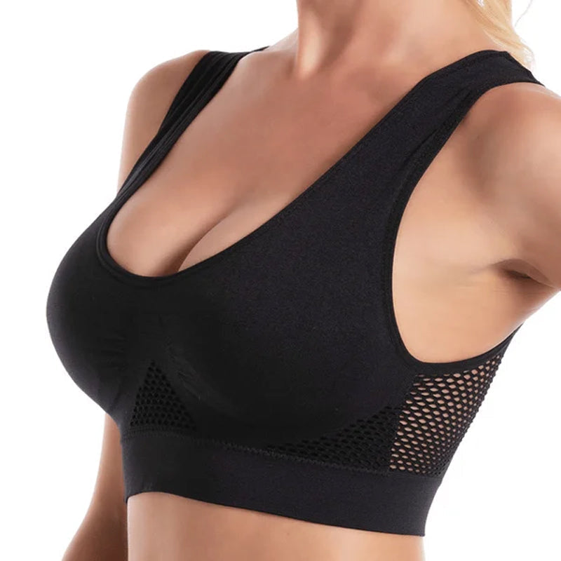 Åndbar sports-bh i mesh