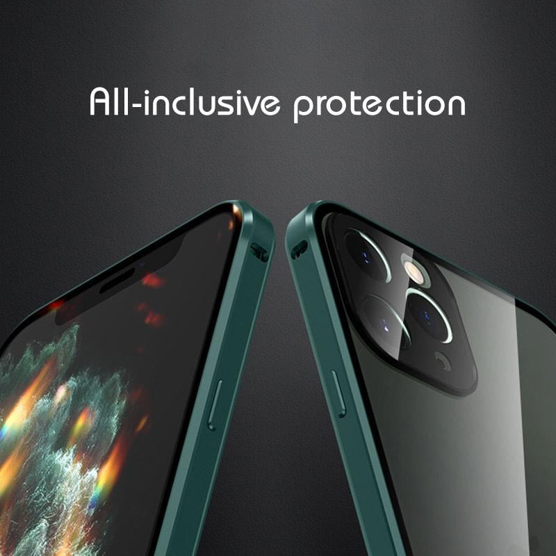 iPhone cover med dobbeltsidet spænde