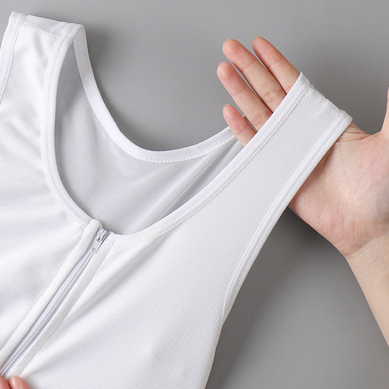 Tynd tanktop med lynlås foran