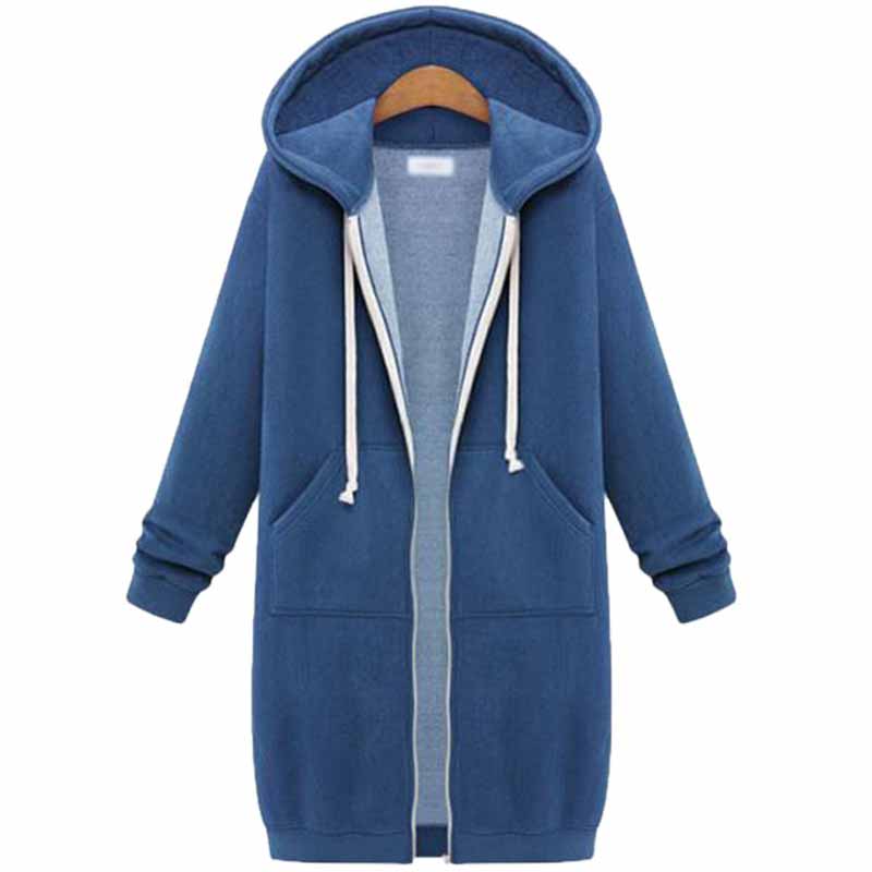 Casual Zip-Up lang hættetrøje