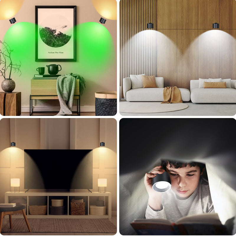 Magnetic charging double head wall lamp with remote control
