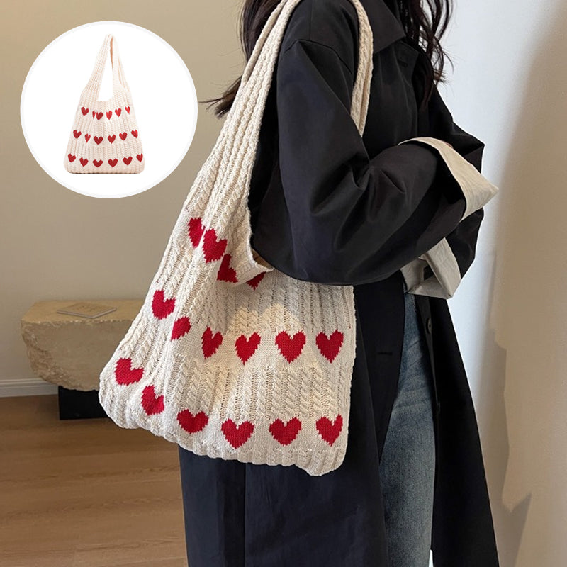 Hæklet tote bag med hjerter