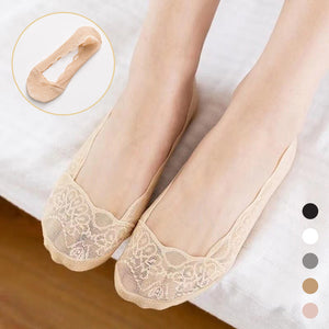 3 par No Show inderstrømper med blonder (Dame)