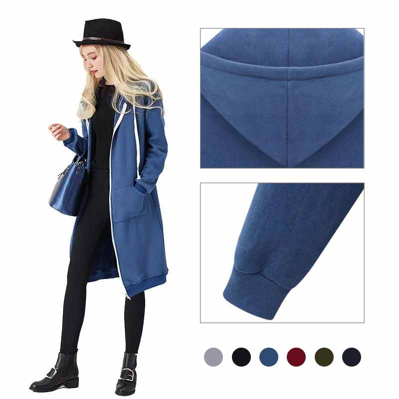 Casual Zip-Up lang hættetrøje