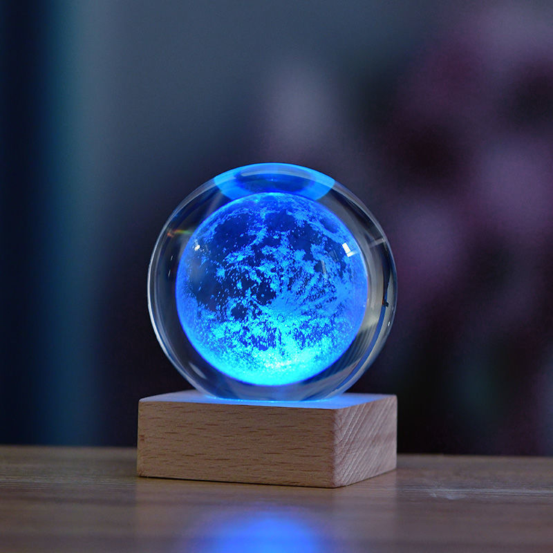 3D Galaksekrystalkugle dekorationsnattelampe