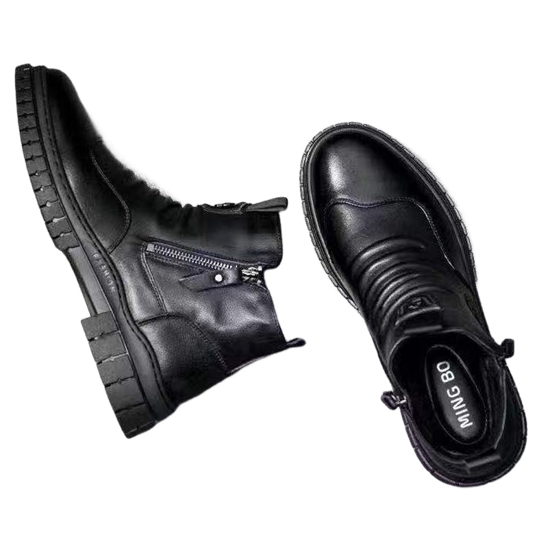Men Hand Embossed Zipper Martin Boots