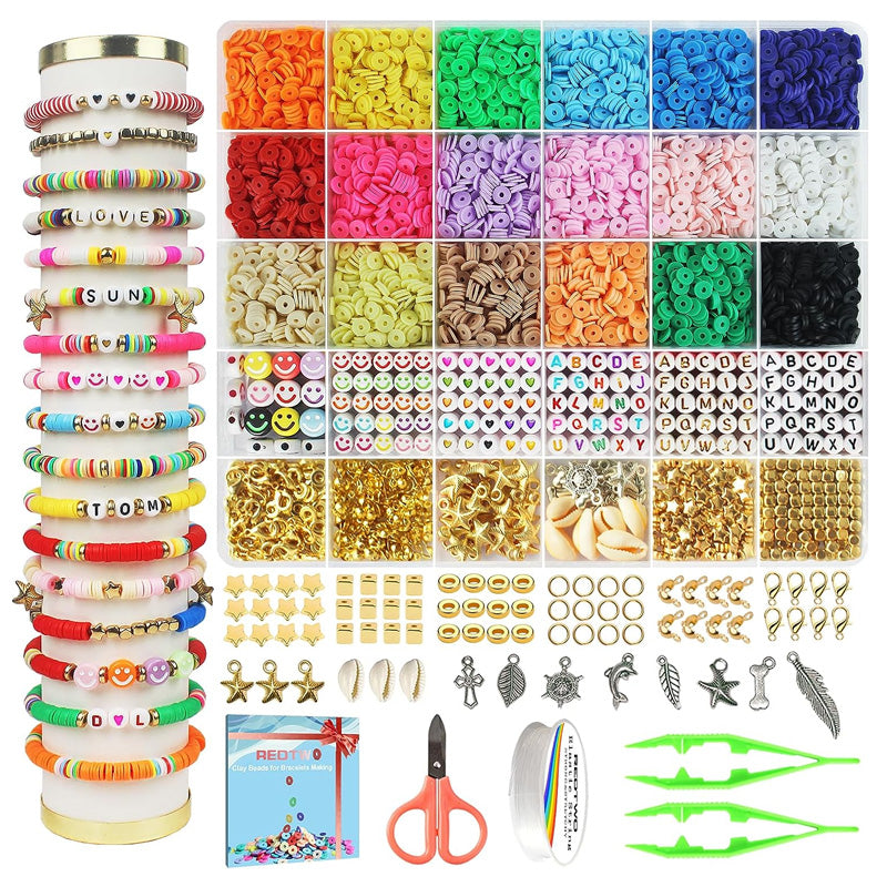 Sæt med lerperler til fremstilling af armbånd