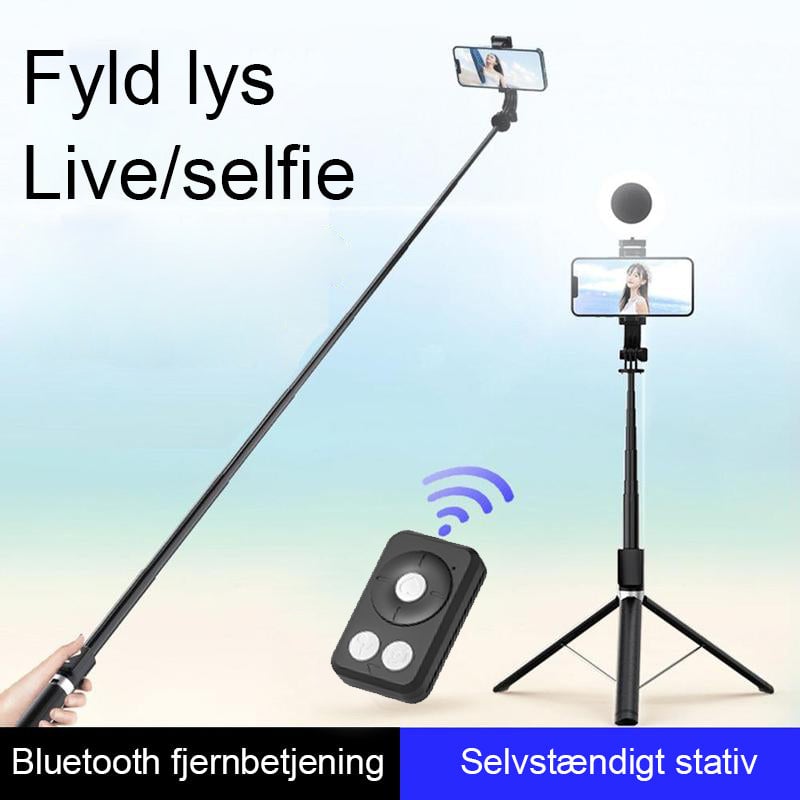 Ny 6 i 1 Selfie stick med udfyldningslys