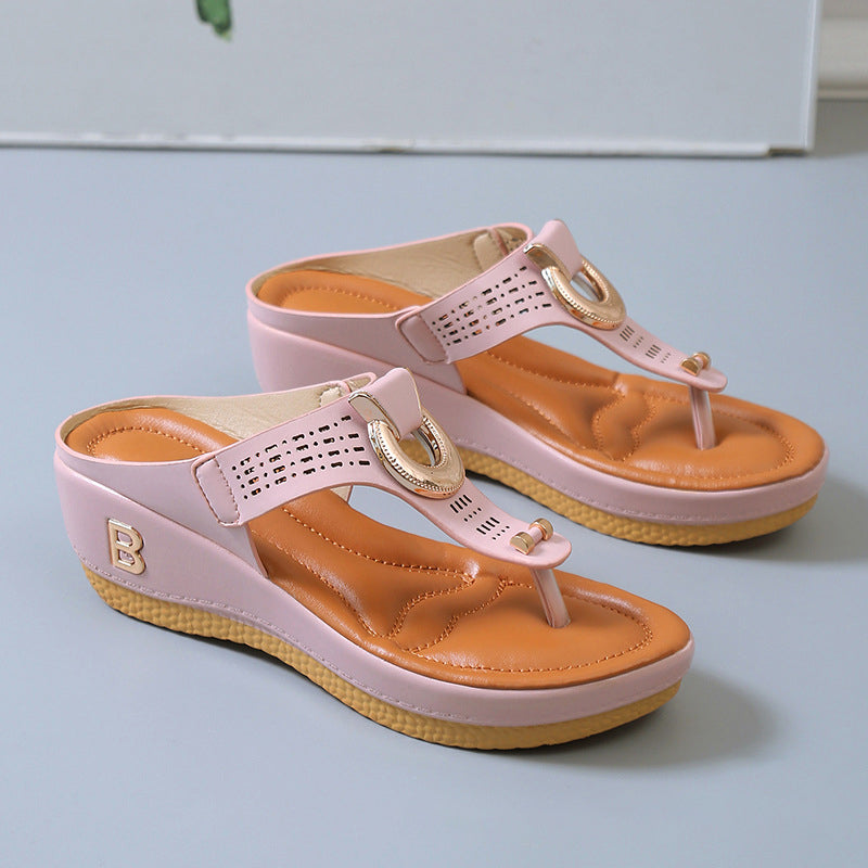 Sommer Dame flip flops med tykke kiler