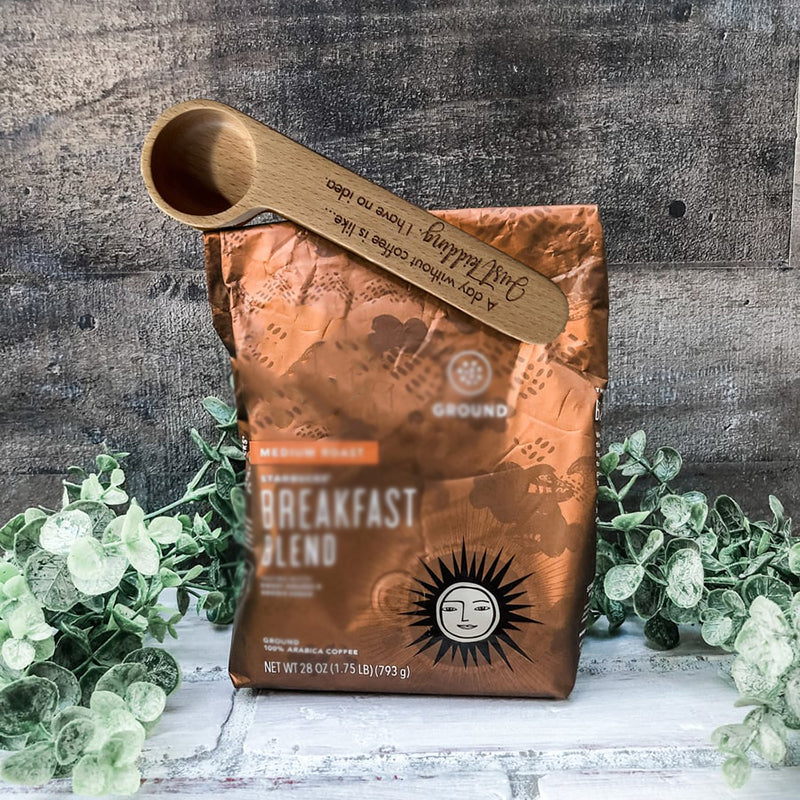 Graveret kaffeske og poseklemme