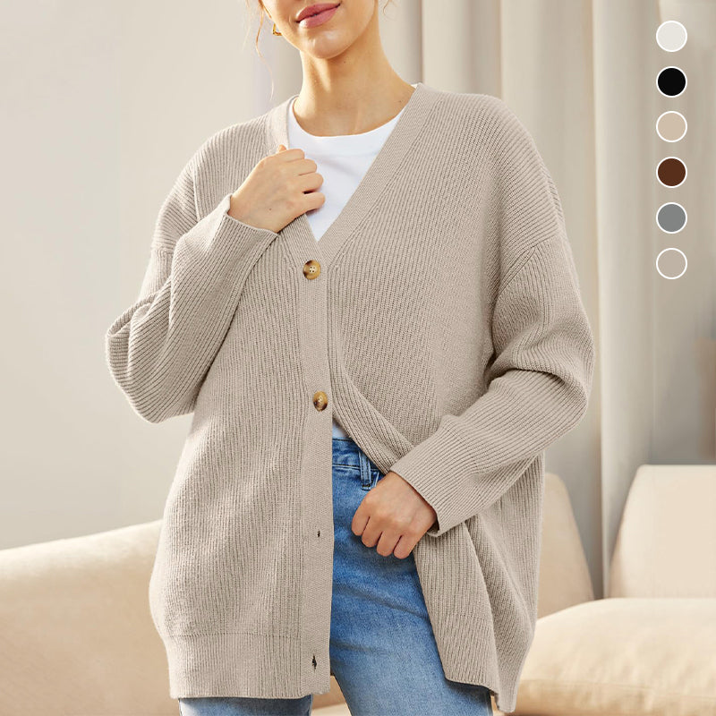 Ensfarvet afslappet sweatercardigan