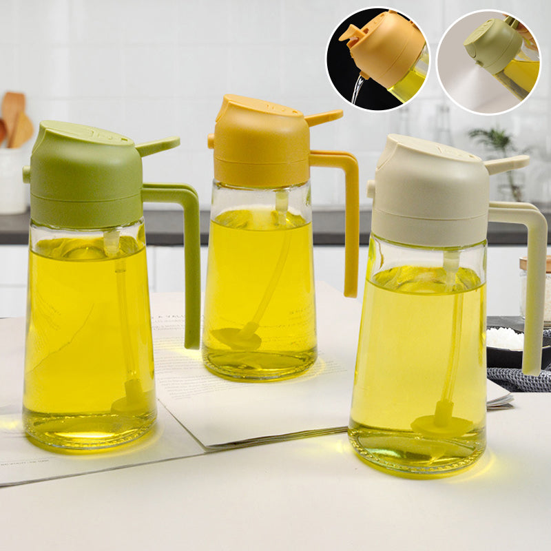 2 i 1 oliesprøjteflaske og dispenser i glas