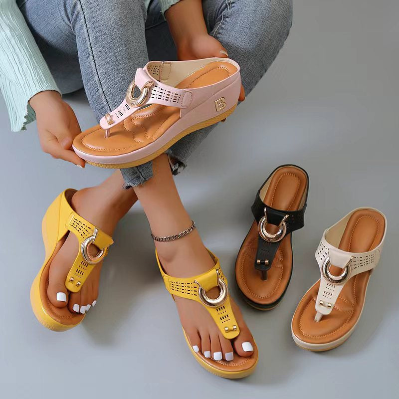 Sommer Dame flip flops med tykke kiler