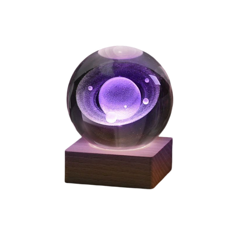 3D Galaksekrystalkugle dekorationsnattelampe